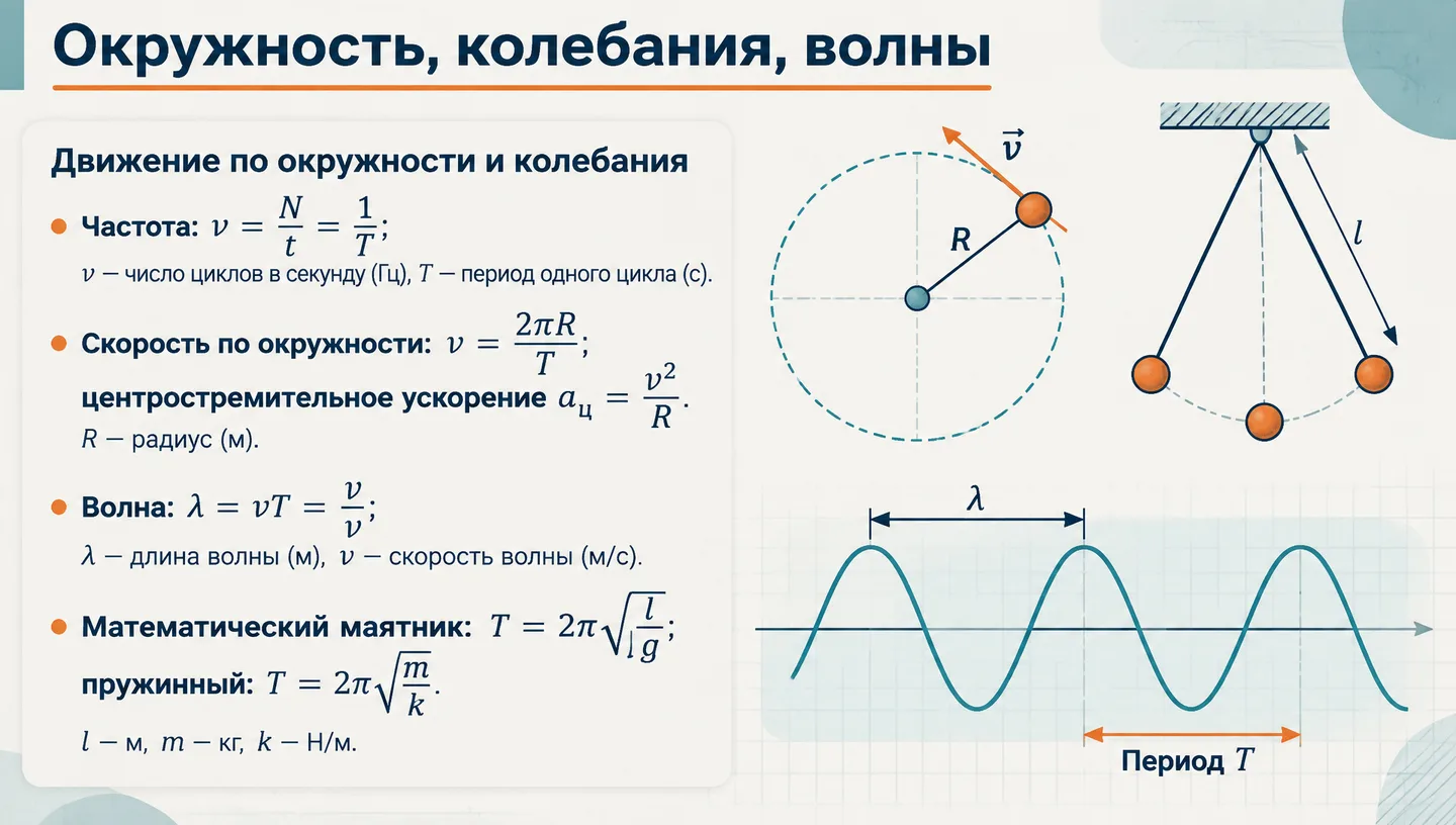 Окружность, колебания, волны