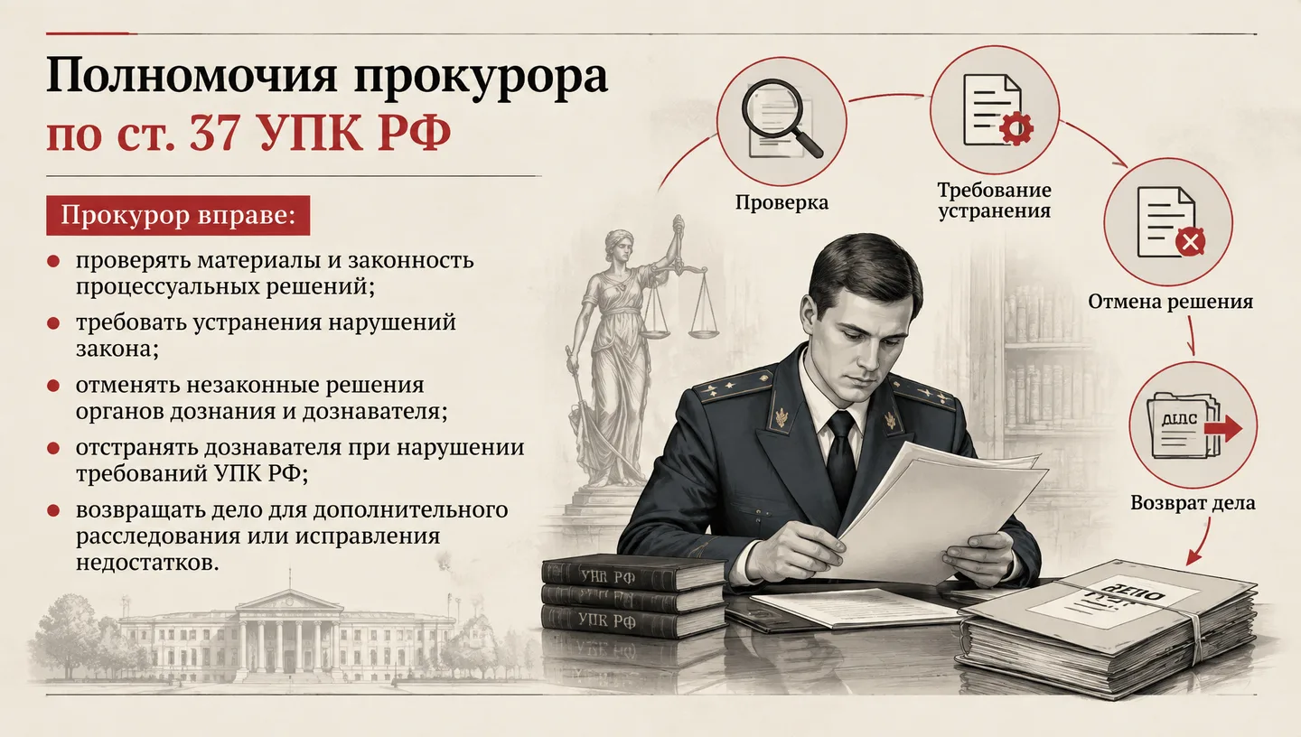 Полномочия прокурора по ст. 37 УПК РФ