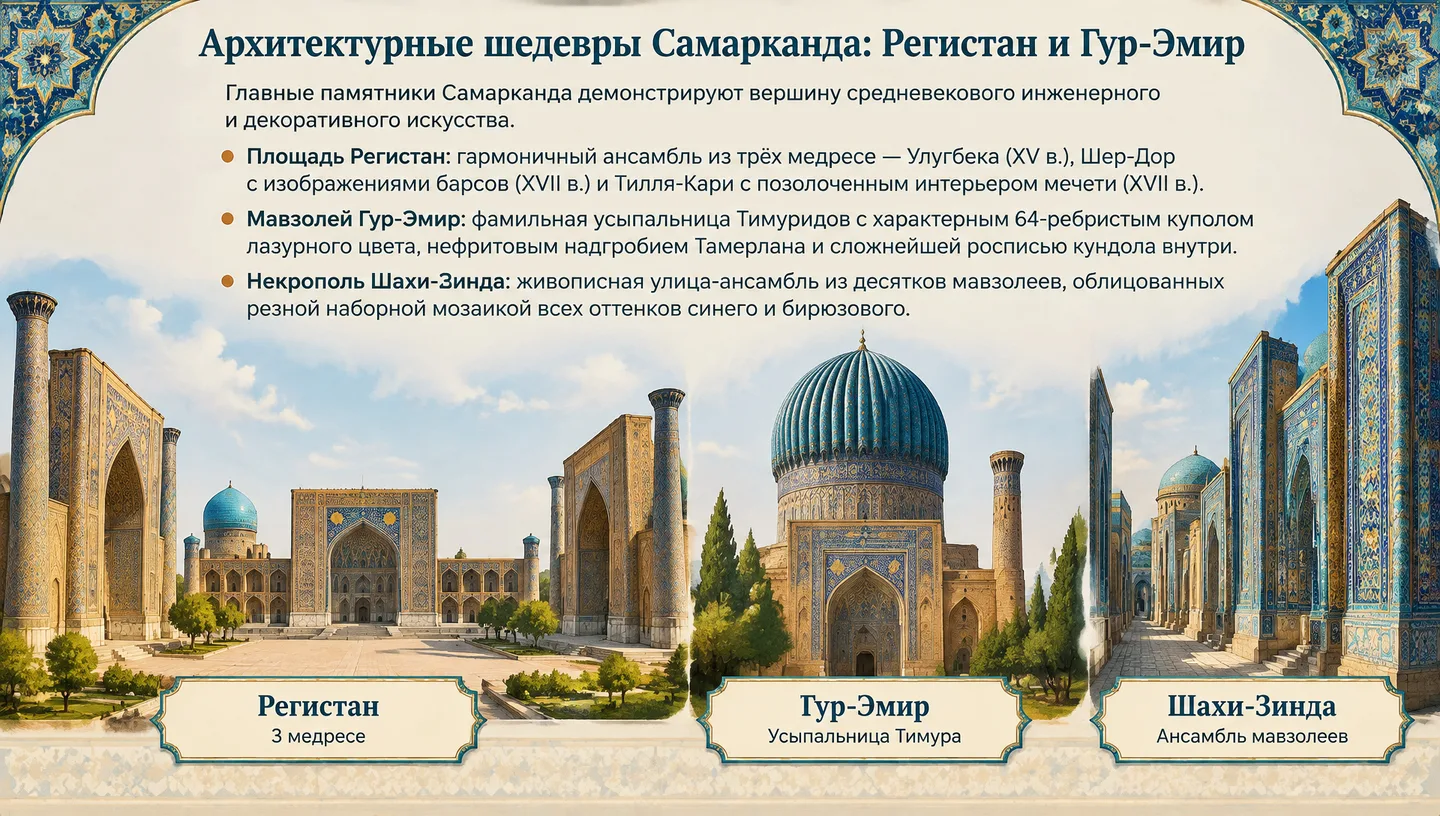 Архитектурные шедевры Самарканда: Регистан и Гур-Эмир