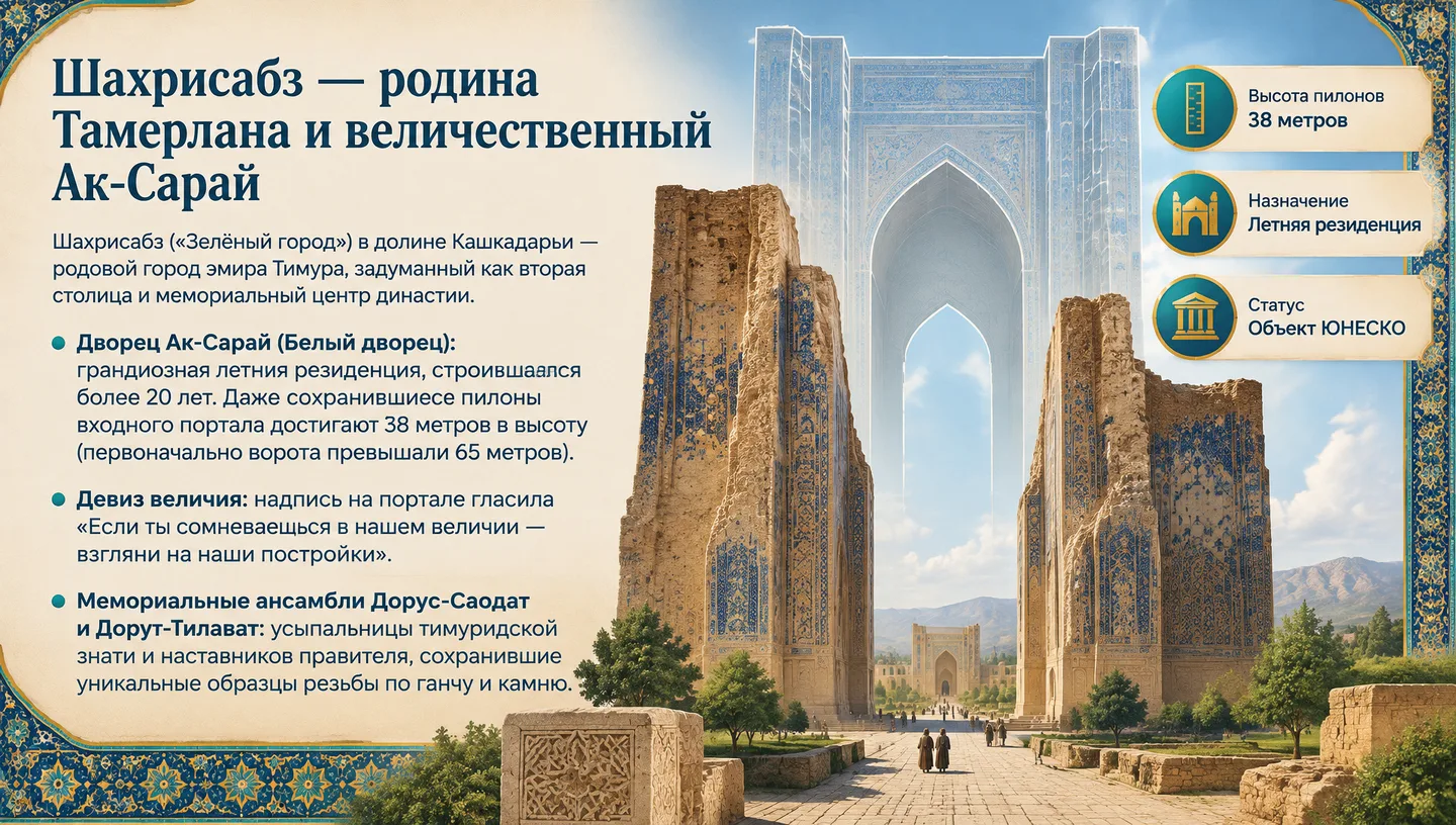 Шахрисабз — родина Тамерлана и величественный Ак-Сарай