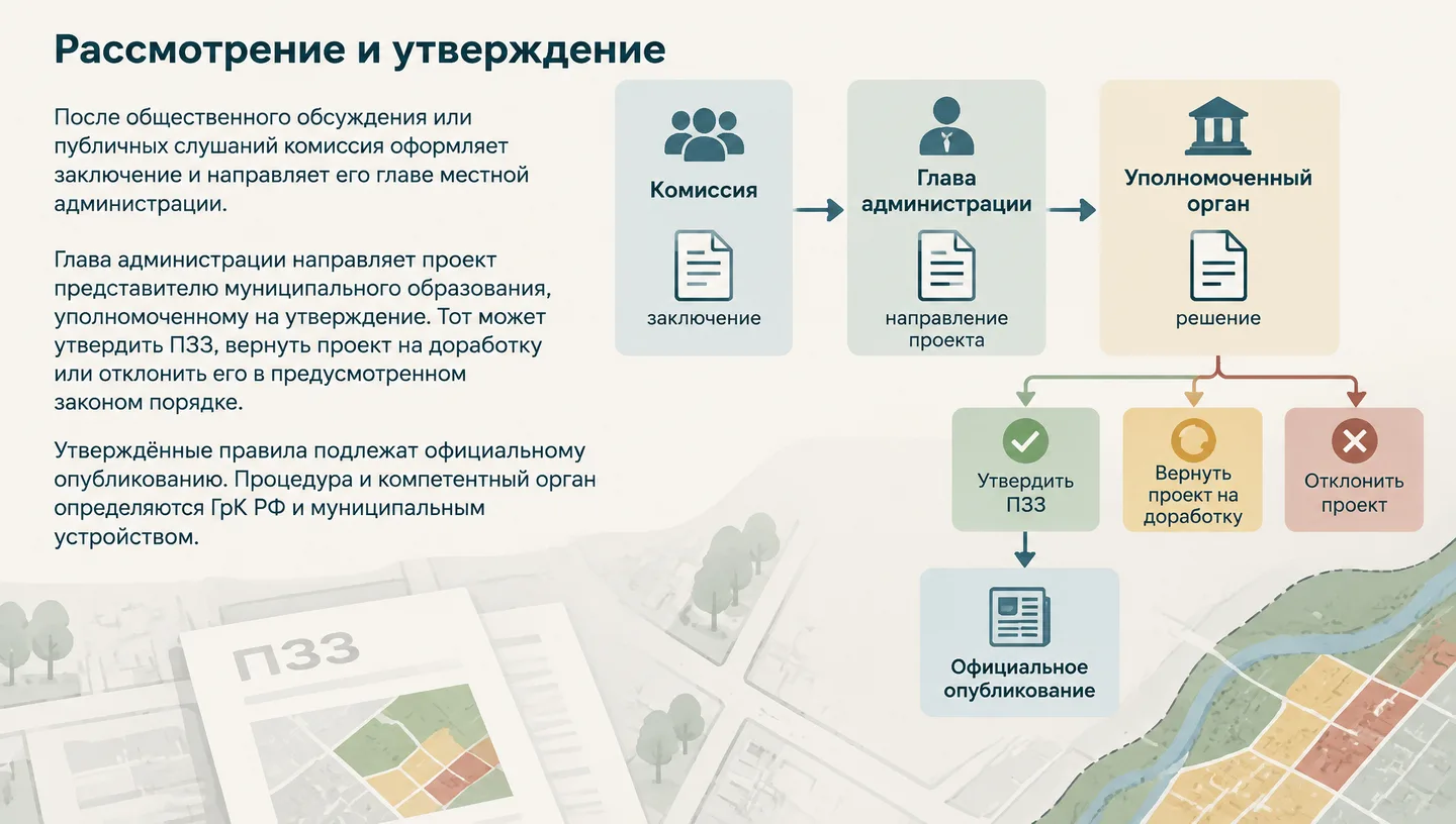 Рассмотрение и утверждение
