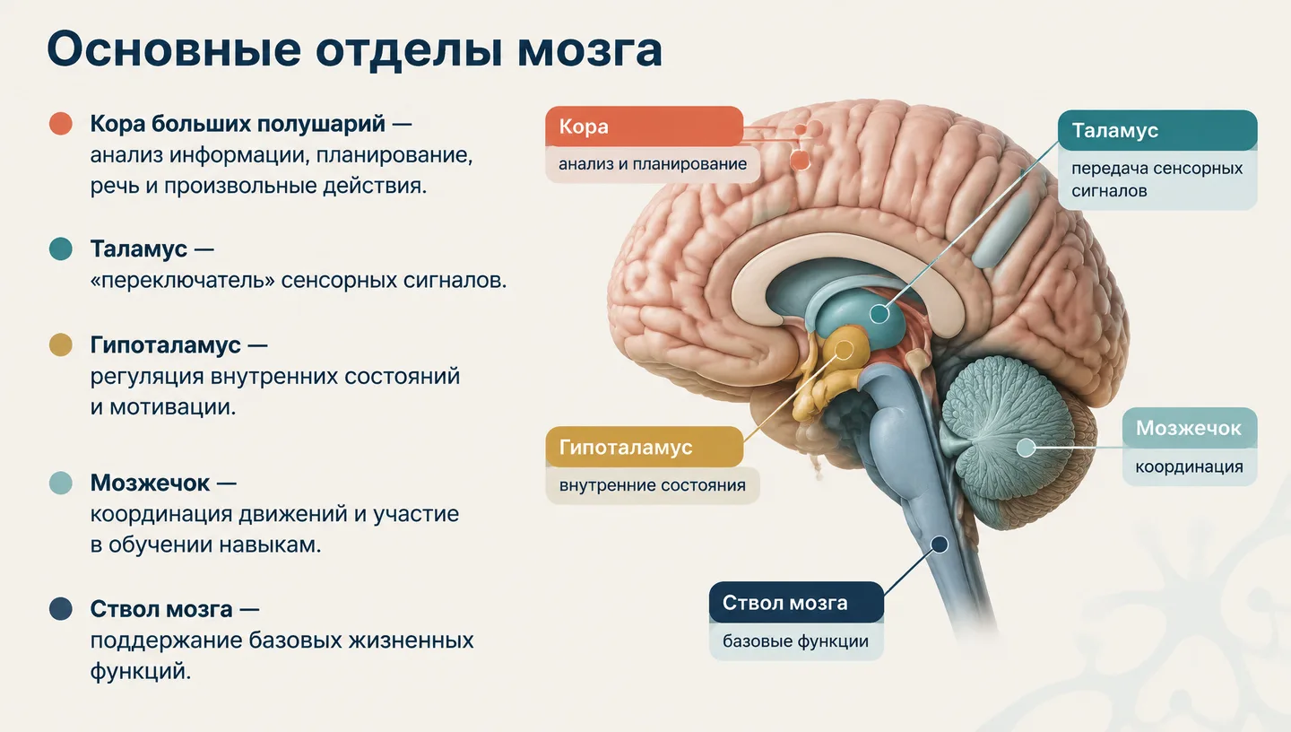 Основные отделы мозга