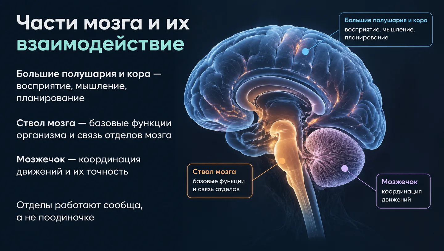 Части мозга и их взаимодействие