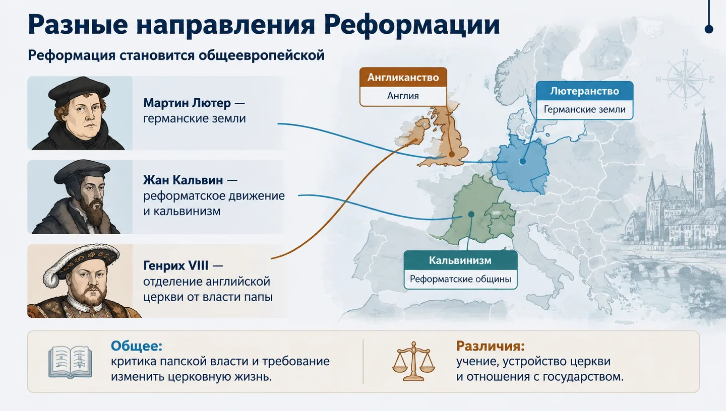 Разные направления Реформации