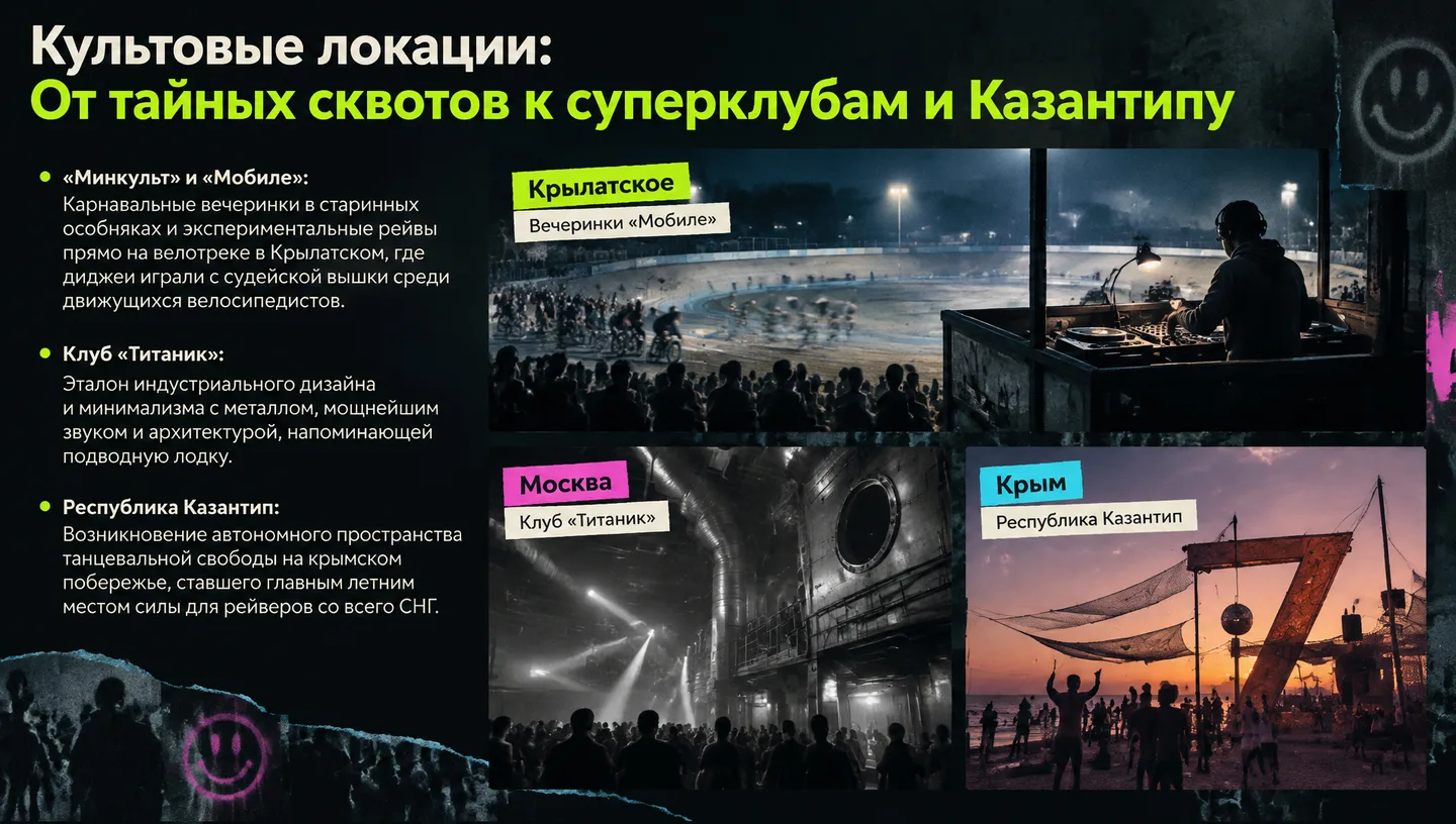 Культовые локации: От тайных сквотов к суперклубам и Казантипу