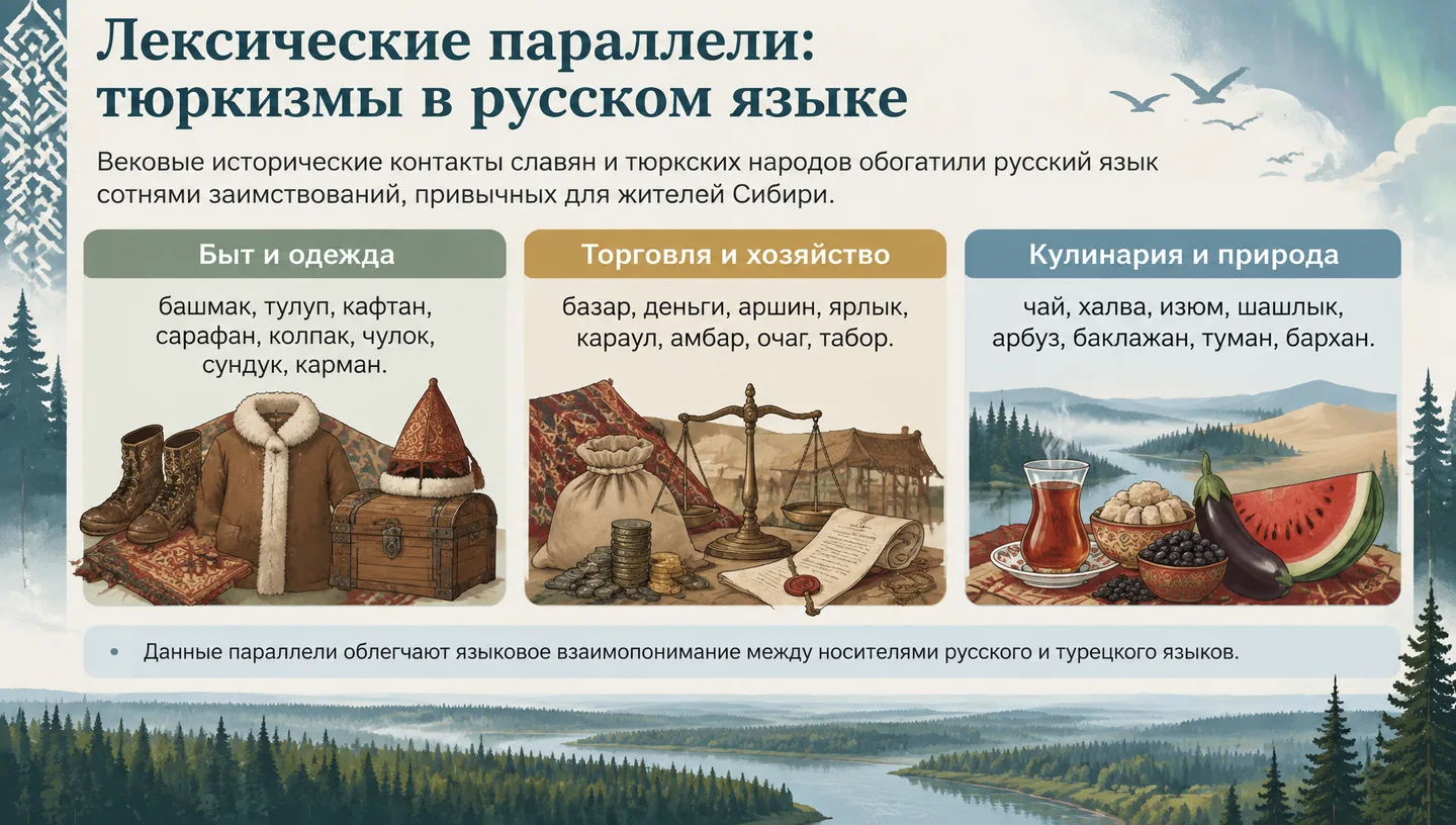 Лексические параллели: тюркизмы в русском языке