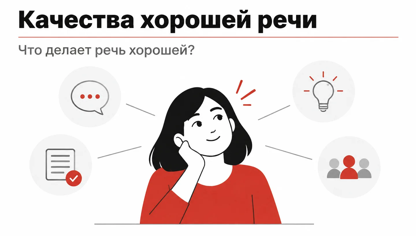 Первый слайд: Качества хорошей речи