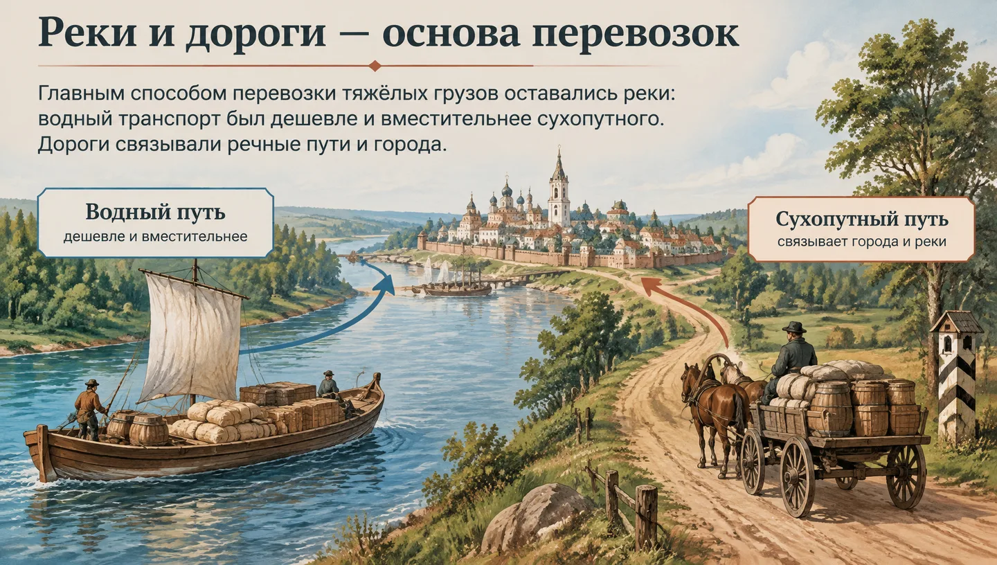 Реки и дороги — основа перевозок