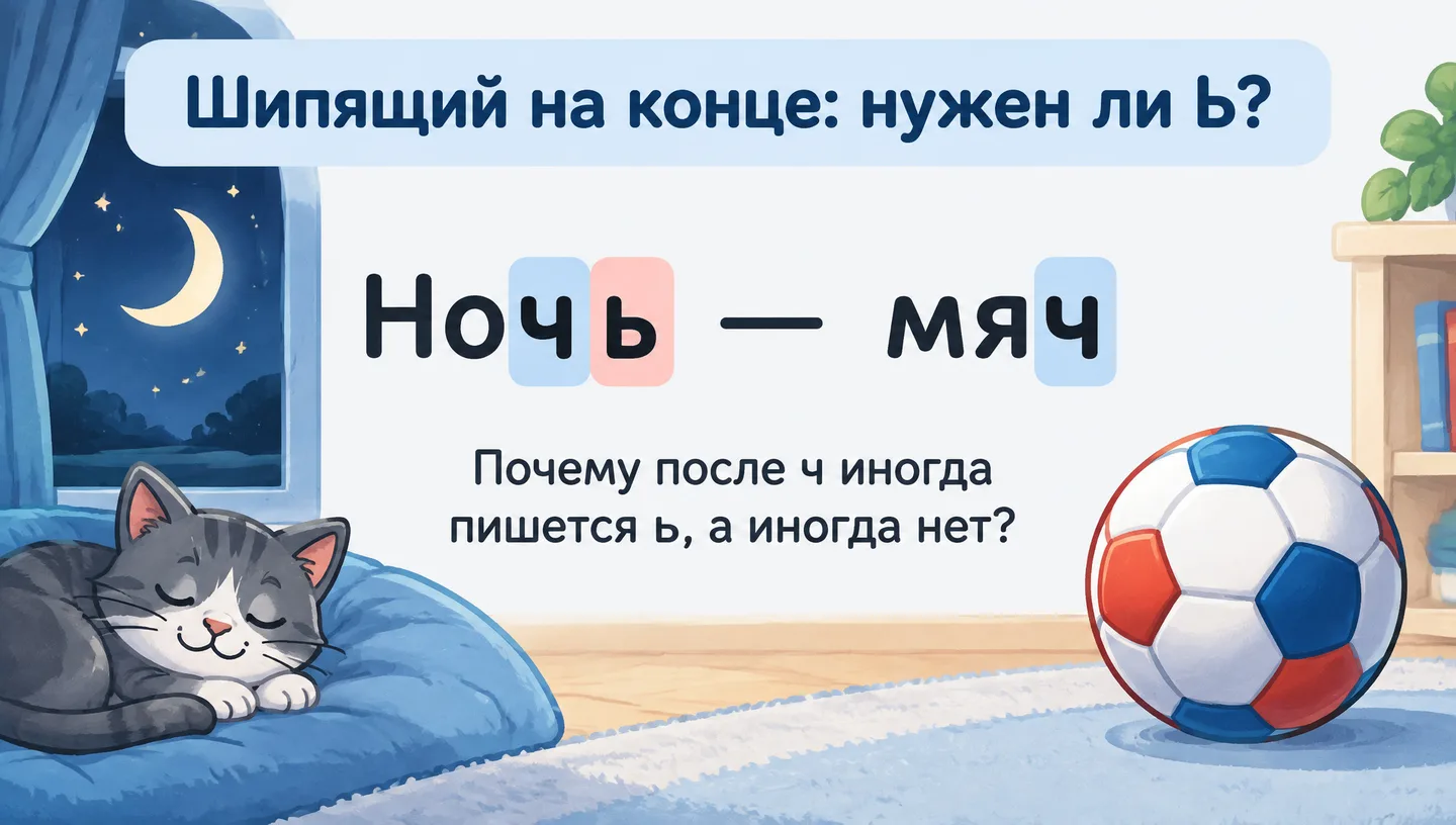 Первый слайд: Шипящий на конце: нужен ли ь?