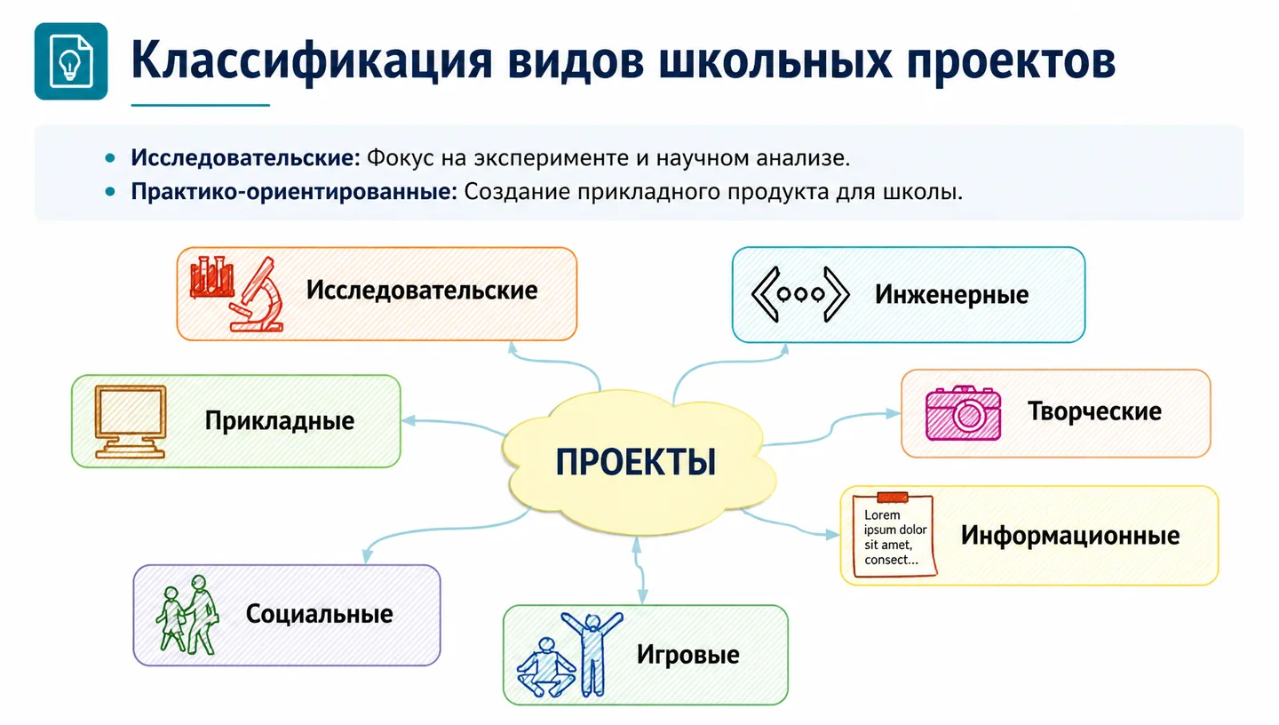 Классификация видов школьных проектов