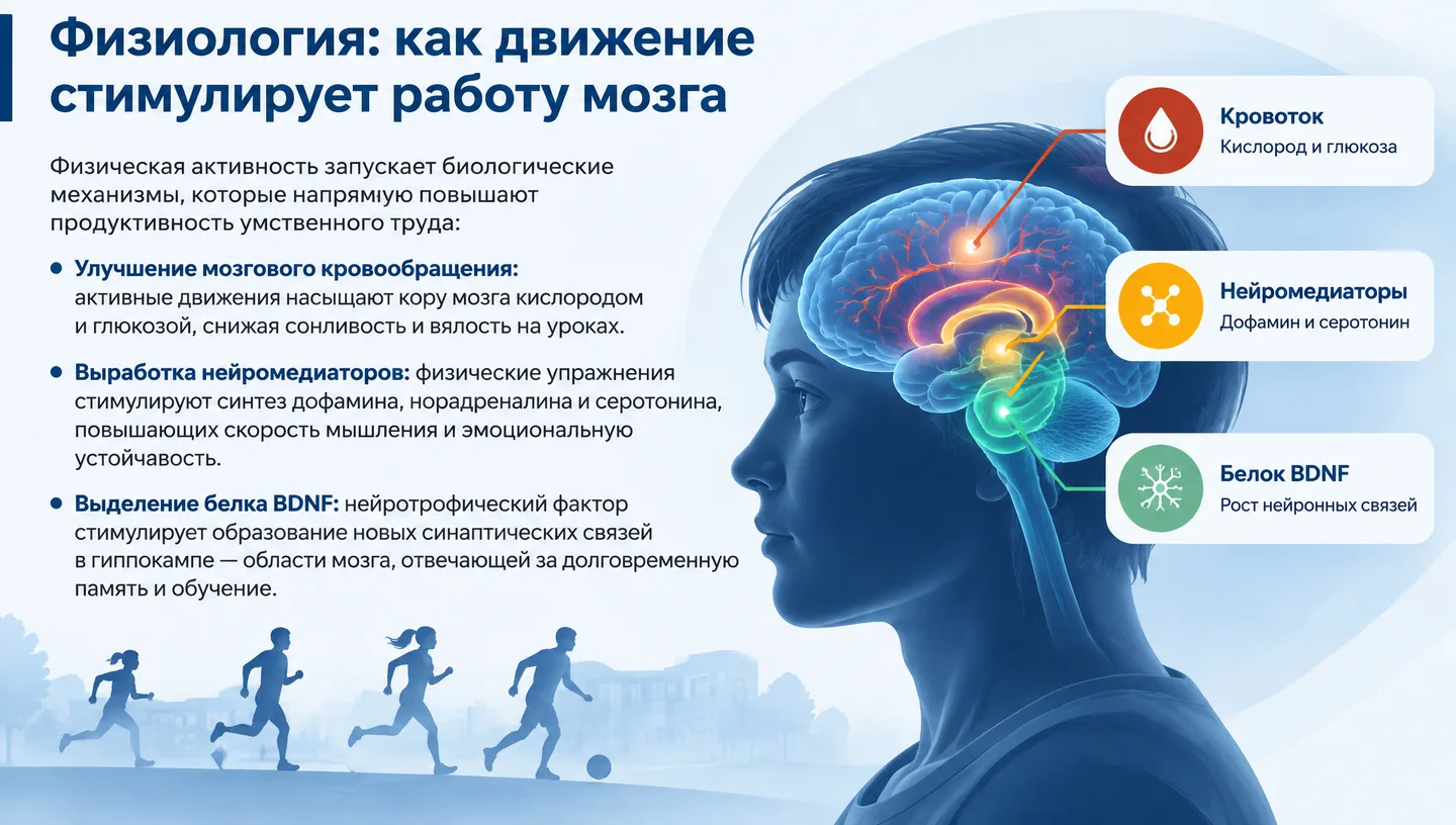 Физиология: как движение стимулирует работу мозга