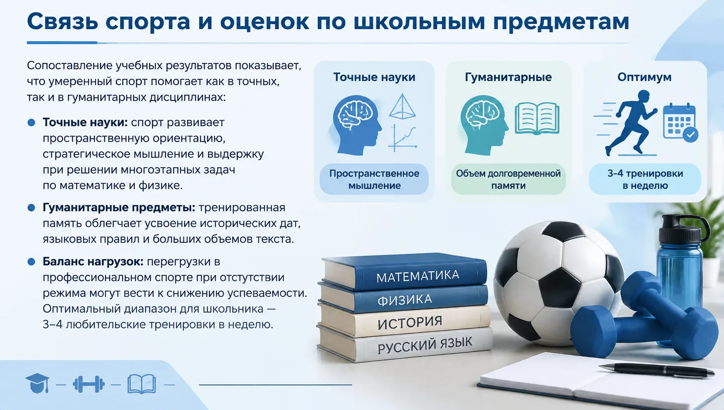 Связь спорта и оценок по школьным предметам