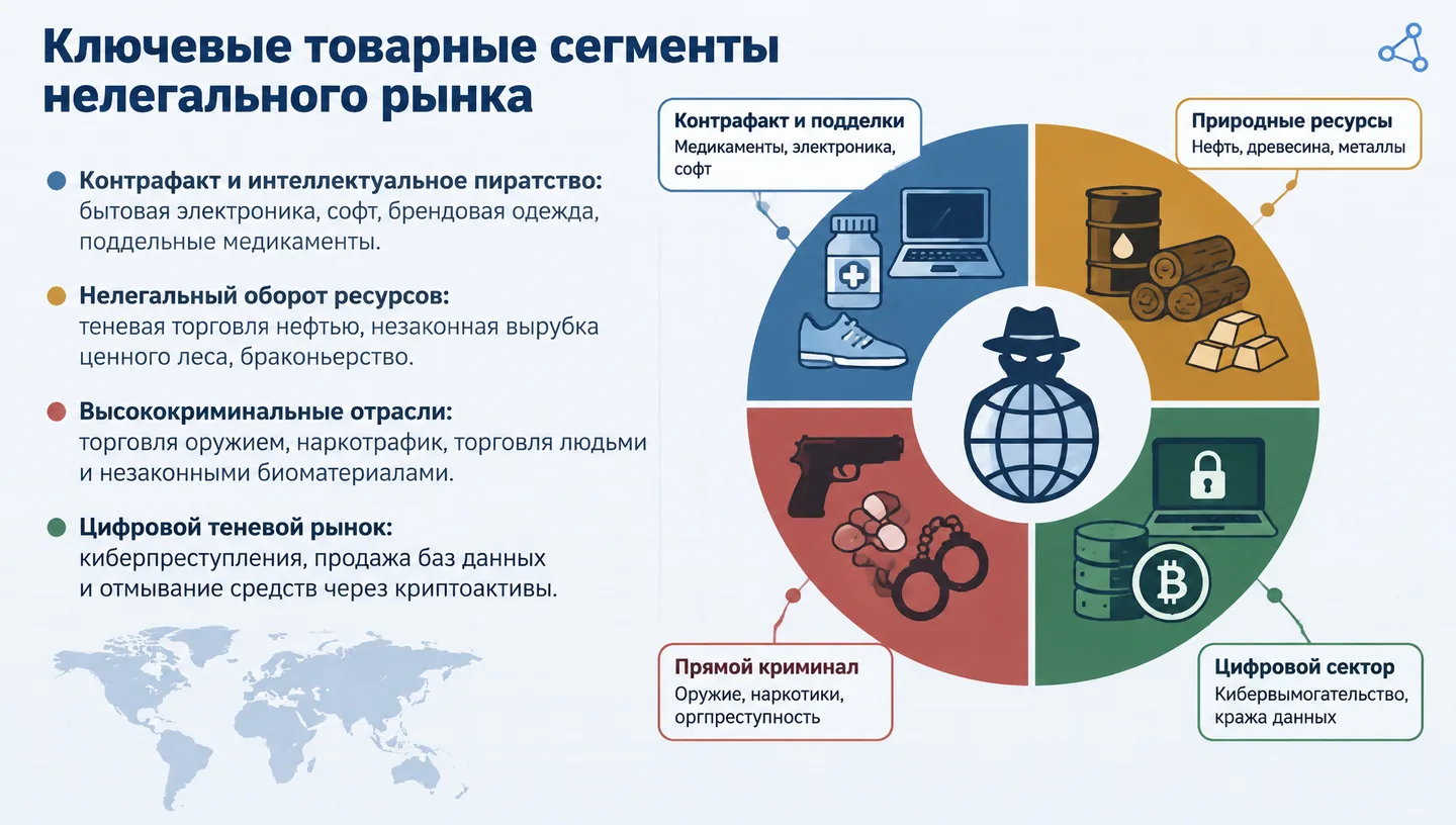 Ключевые товарные сегменты нелегального рынка