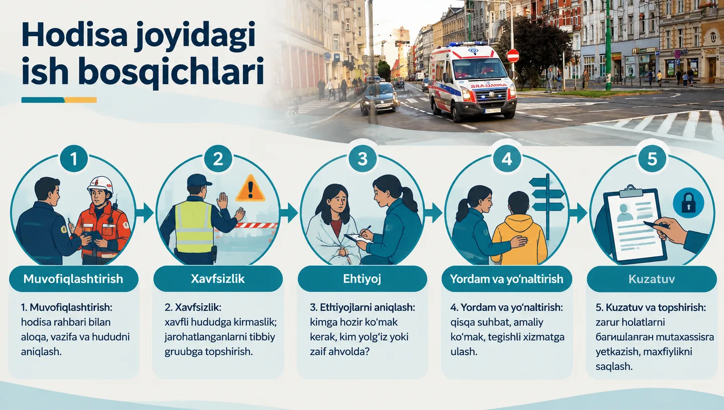 Hodisa joyidagi ish bosqichlari