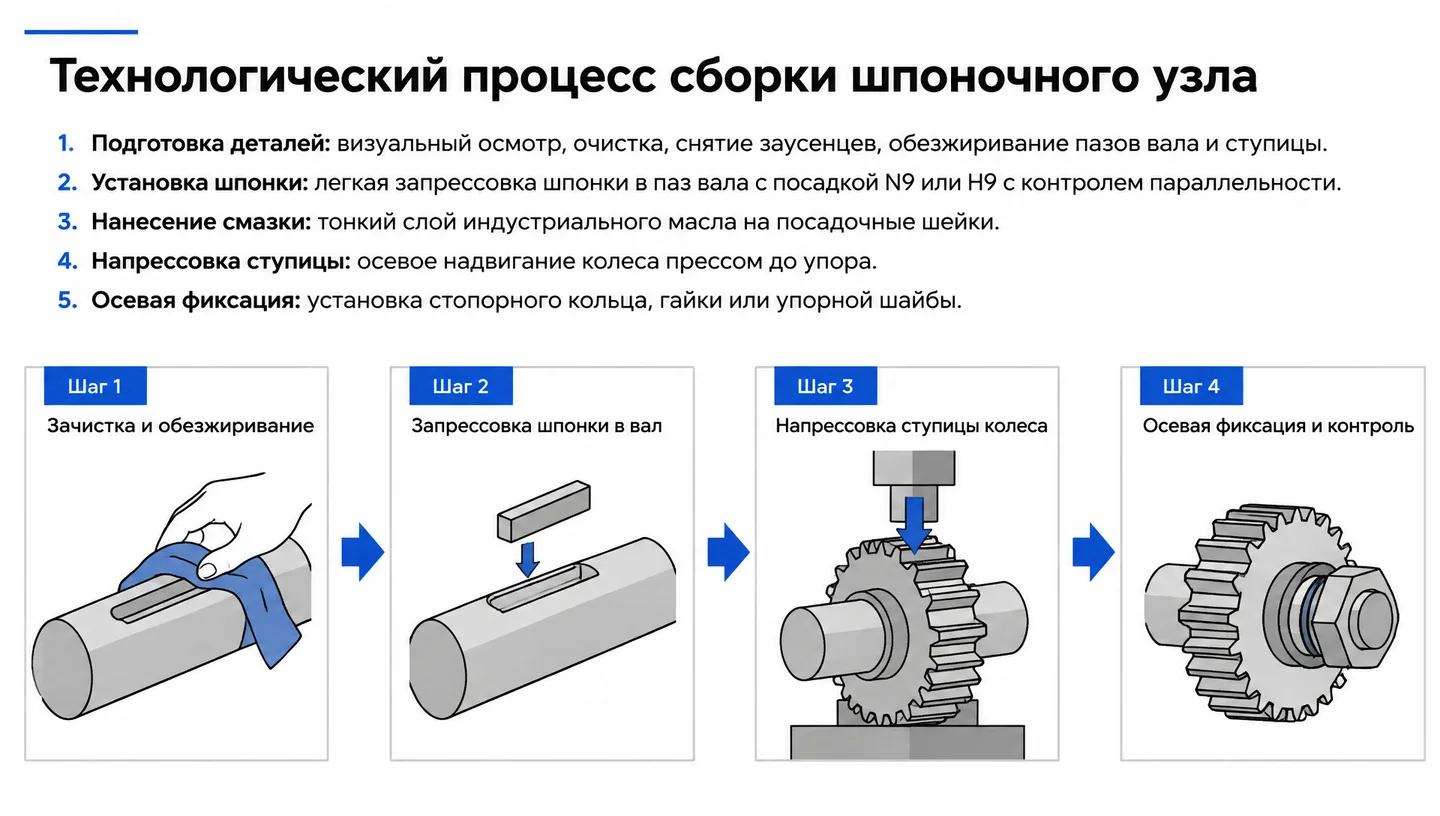 Технологический процесс сборки шпоночного узла
