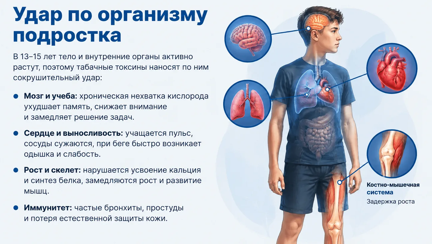 Удар по организму подростка