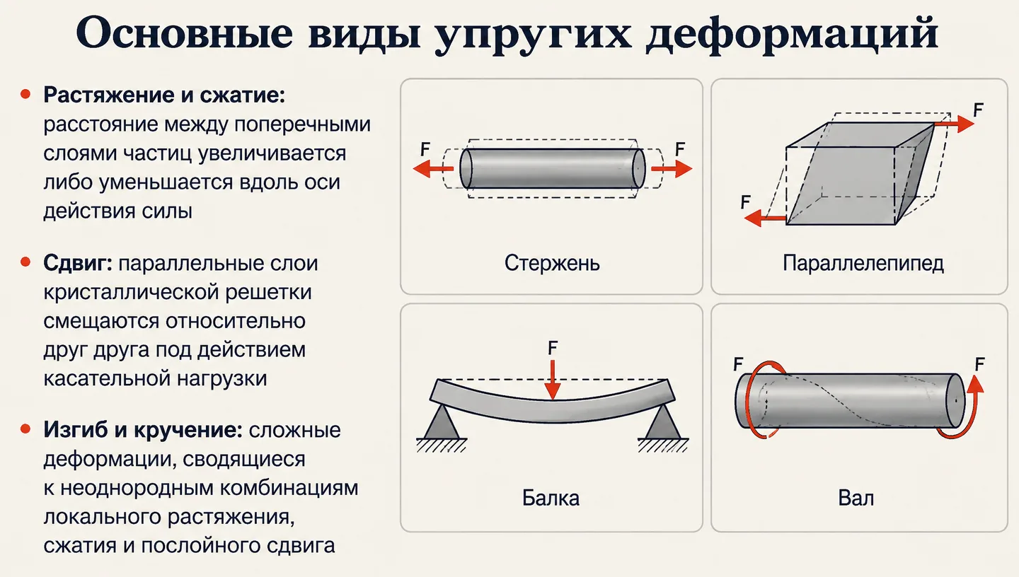 Основные виды упругих деформаций