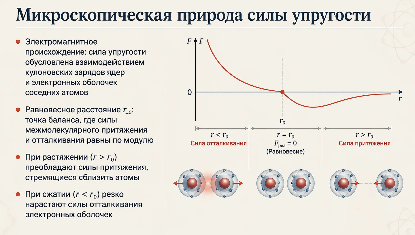 Микроскопическая природа силы упругости