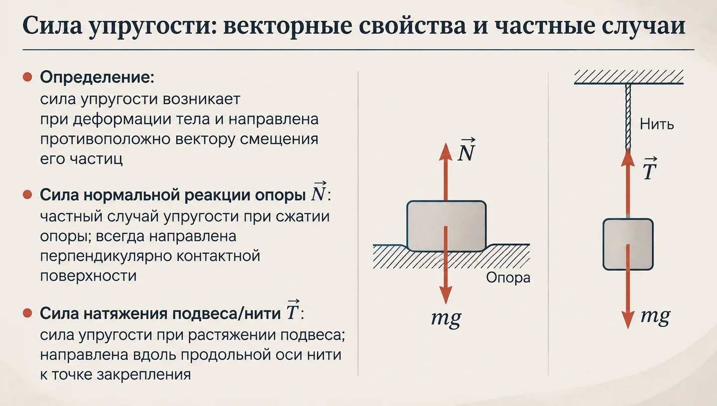 Сила упругости: векторные свойства и частные случаи