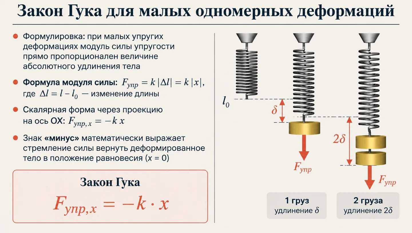 Закон Гука для малых одномерных деформаций