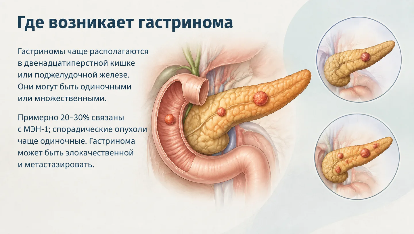 Где возникает гастринома