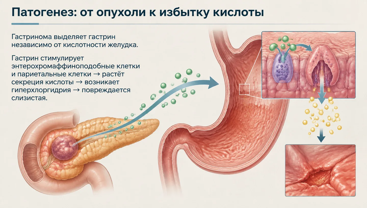 Патогенез: от опухоли к избытку кислоты