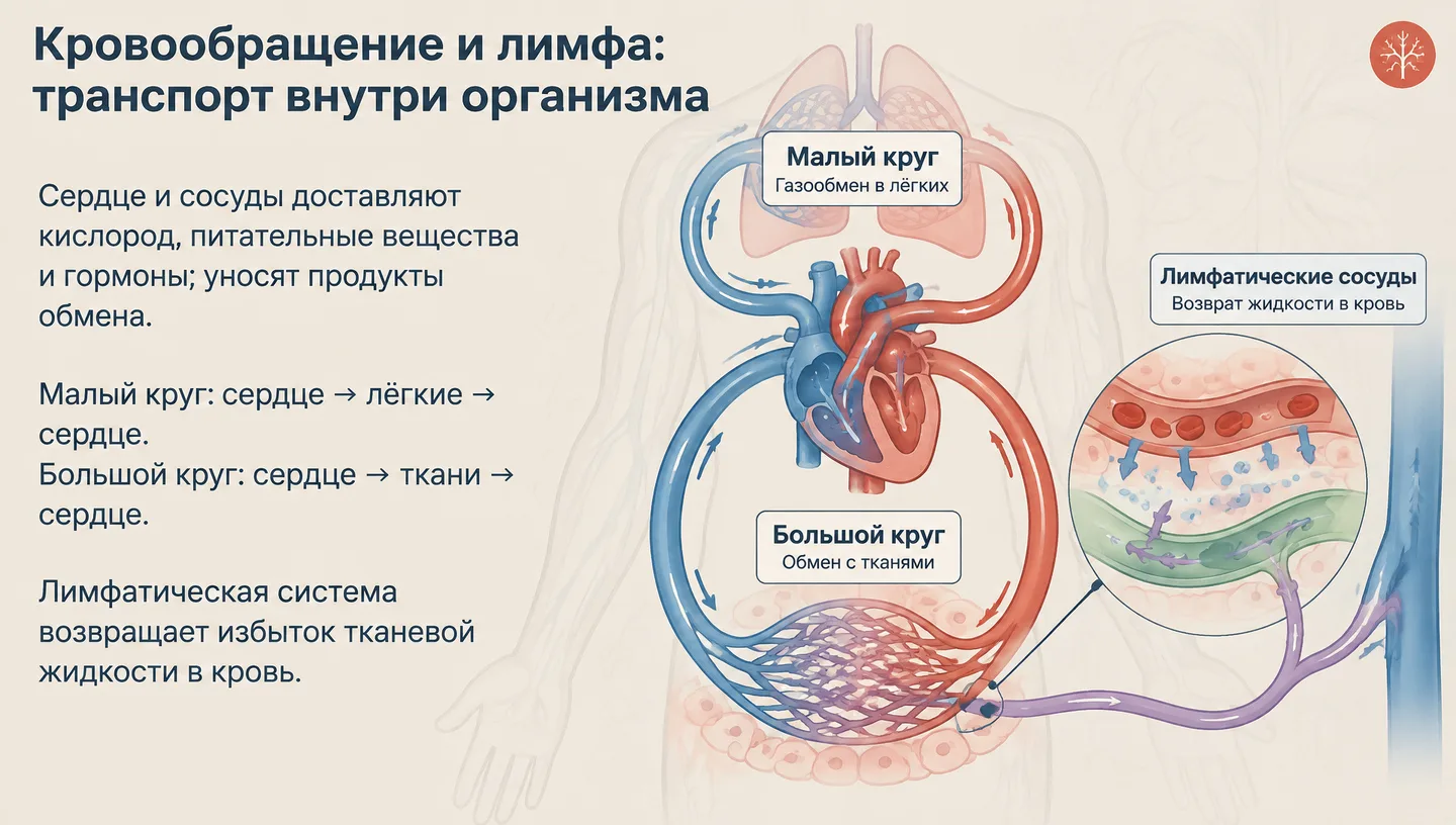 Кровообращение и лимфа: транспорт внутри организма