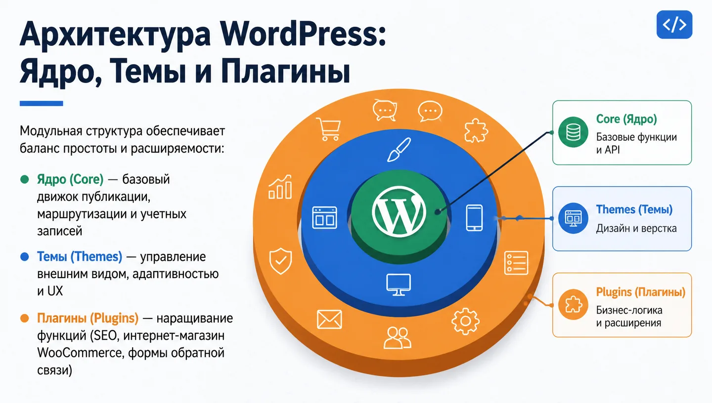 Архитектура WordPress: Ядро, Темы и Плагины