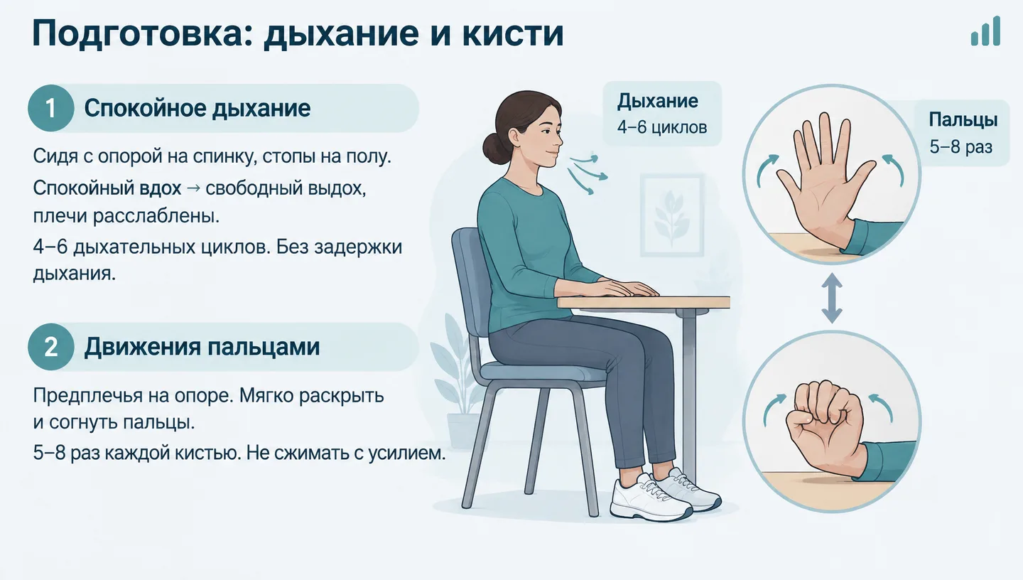 Подготовка: дыхание и кисти