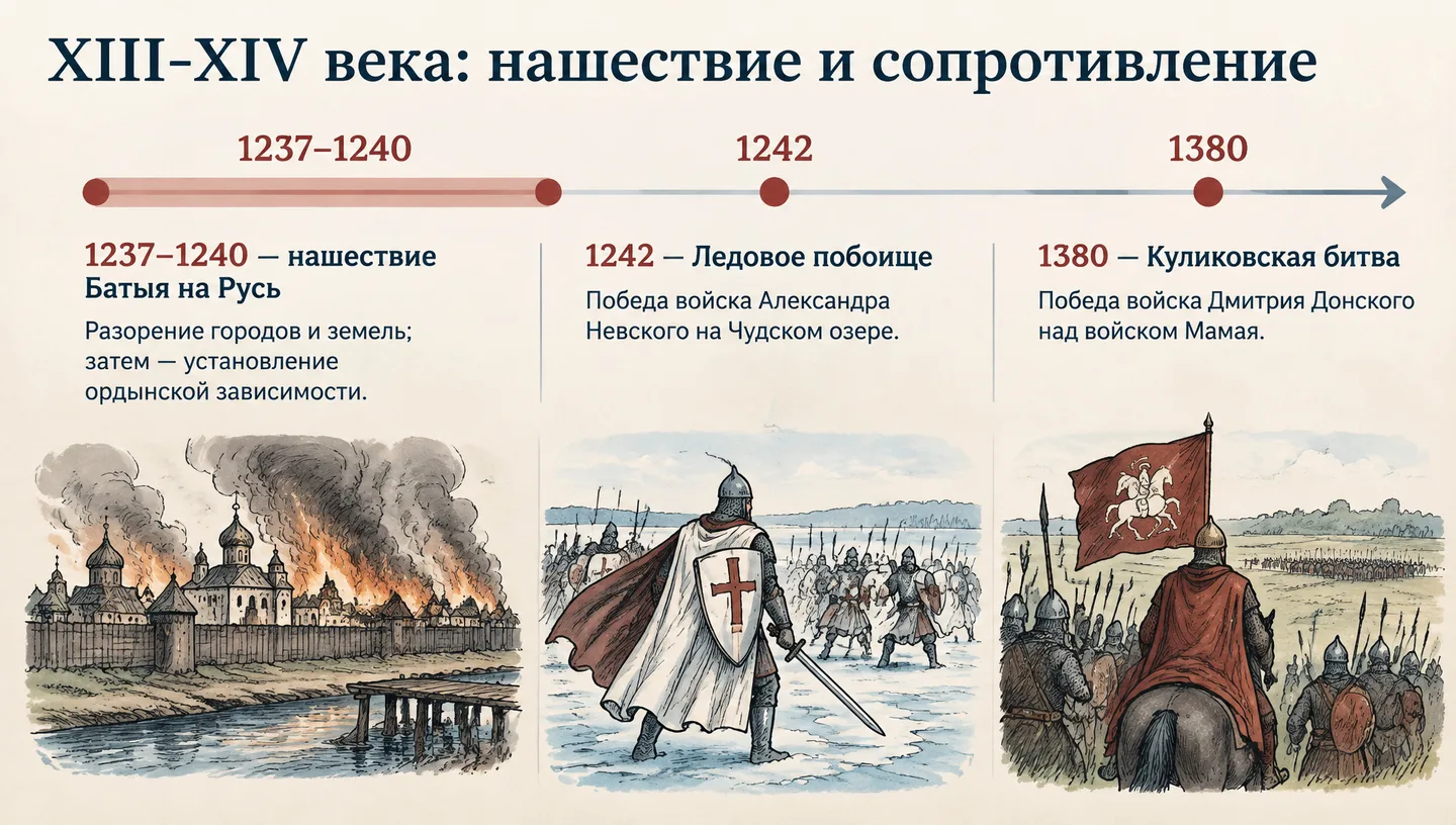 XIII–XIV века: нашествие и сопротивление
