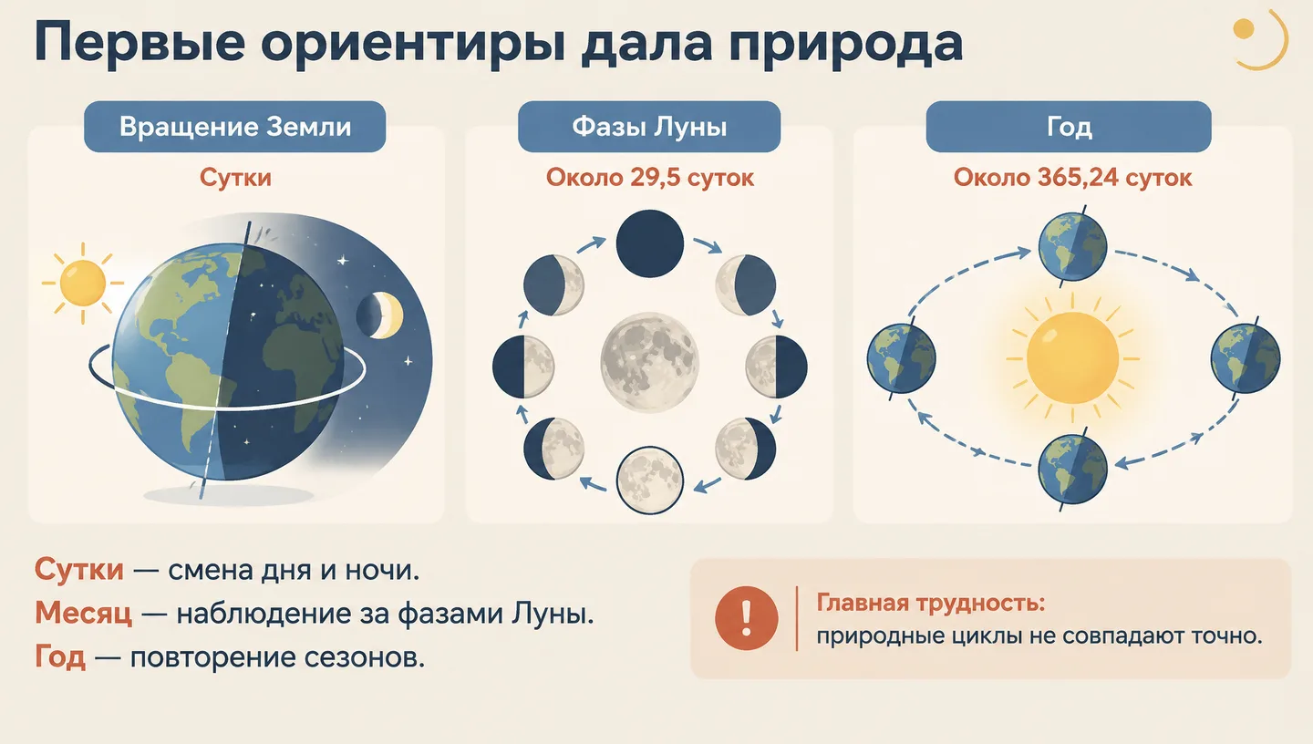 Первые ориентиры дала природа