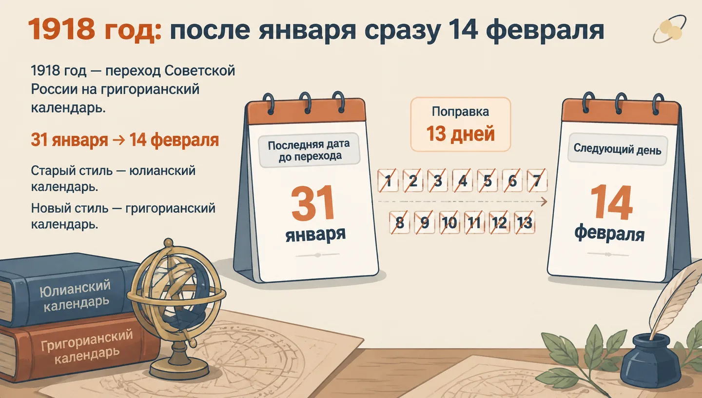 1918 год: после января сразу 14 февраля