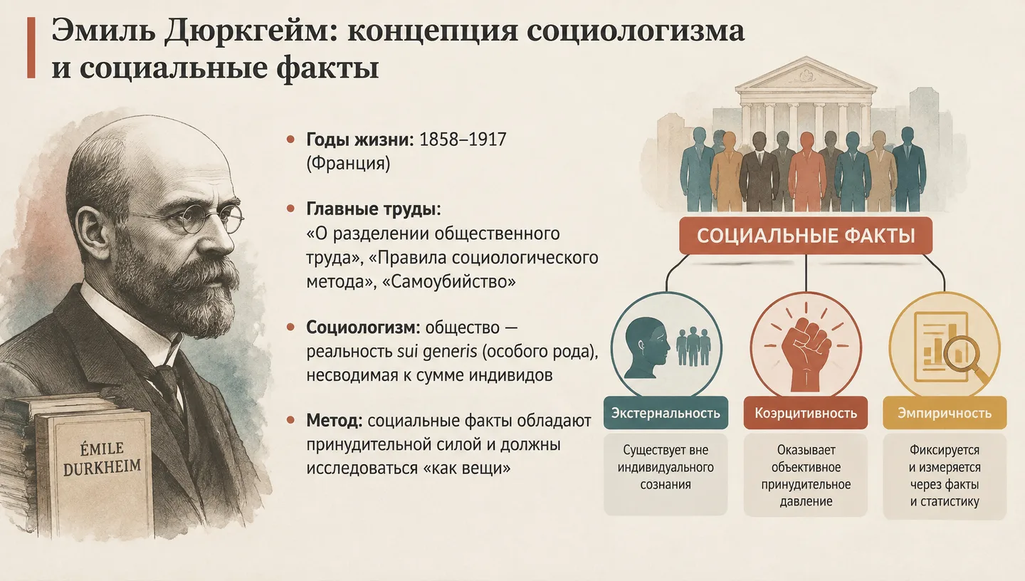 Эмиль Дюркгейм: концепция социологизма и социальные факты
