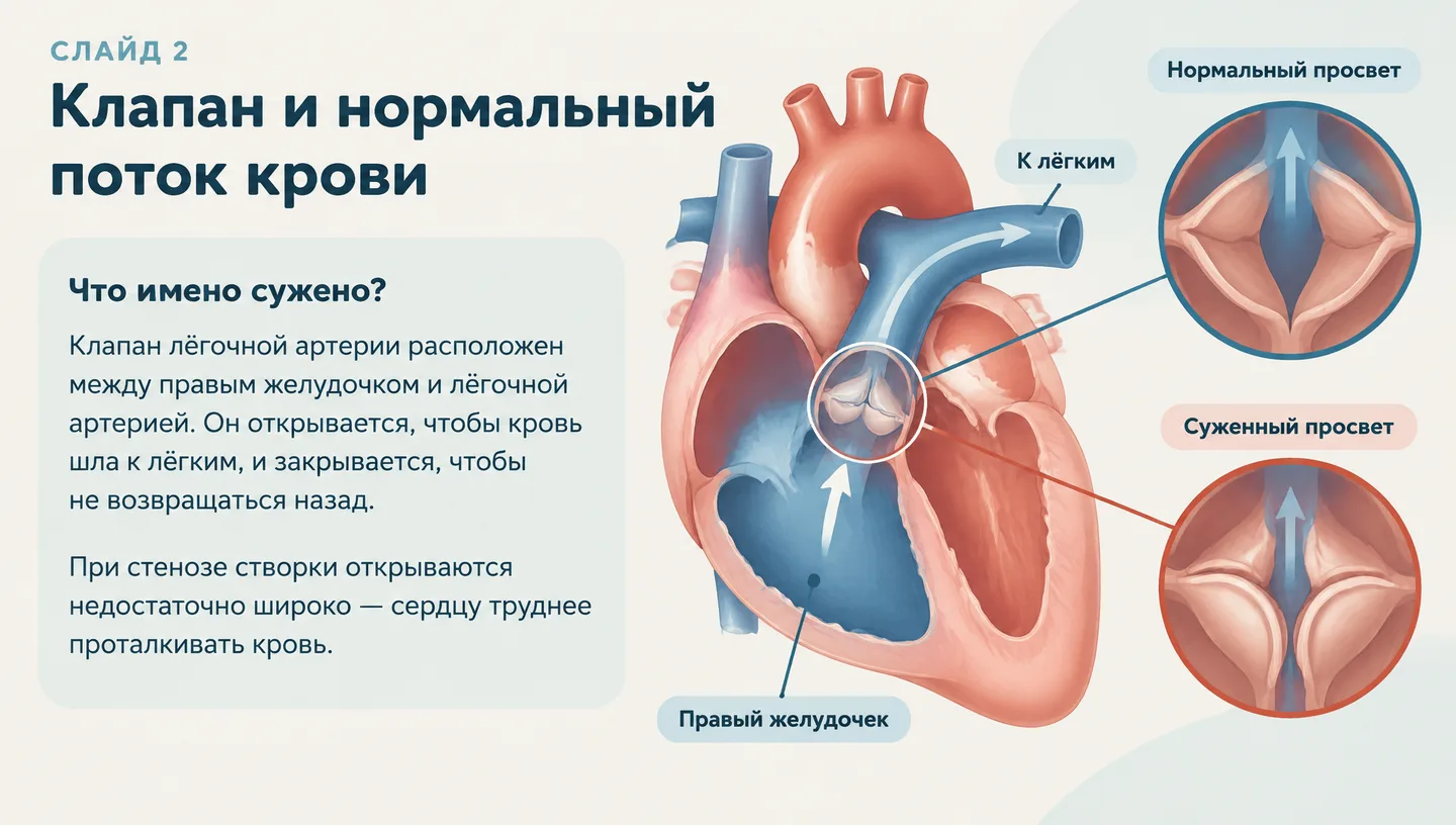 Клапан и нормальный поток крови
