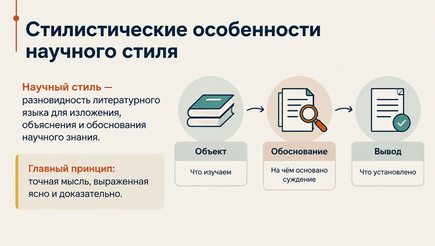 Первый слайд: Стилистические особенности научного стиля