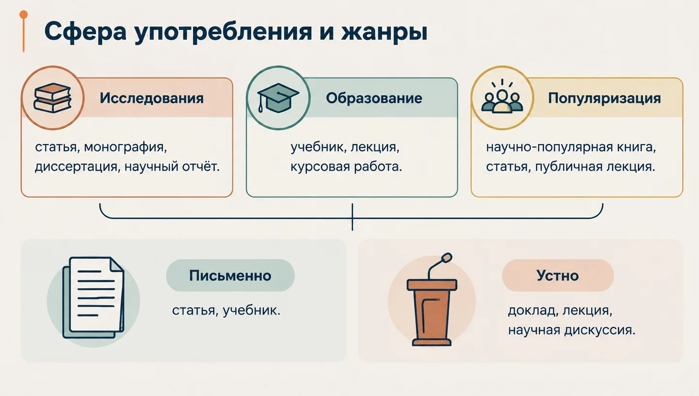 Сфера употребления и жанры