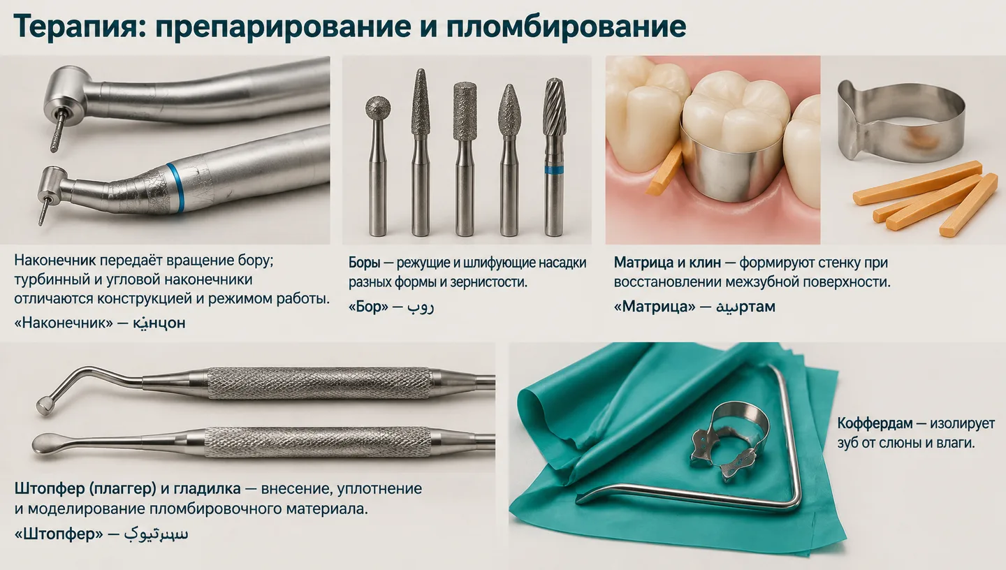 Терапия: препарирование и пломбирование