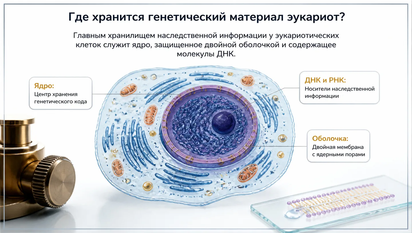 Где хранится генетический материал эукариот?
