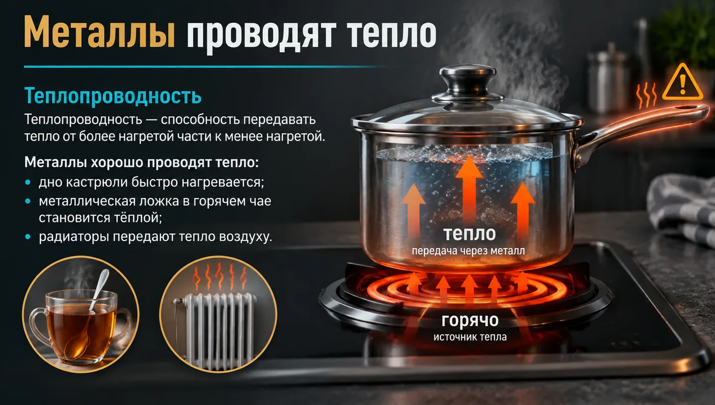 Металлы проводят тепло