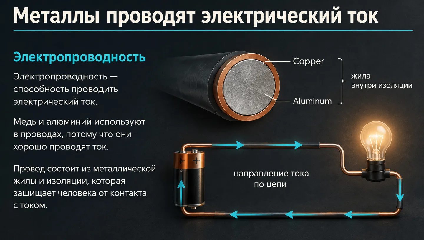 Металлы проводят электрический ток