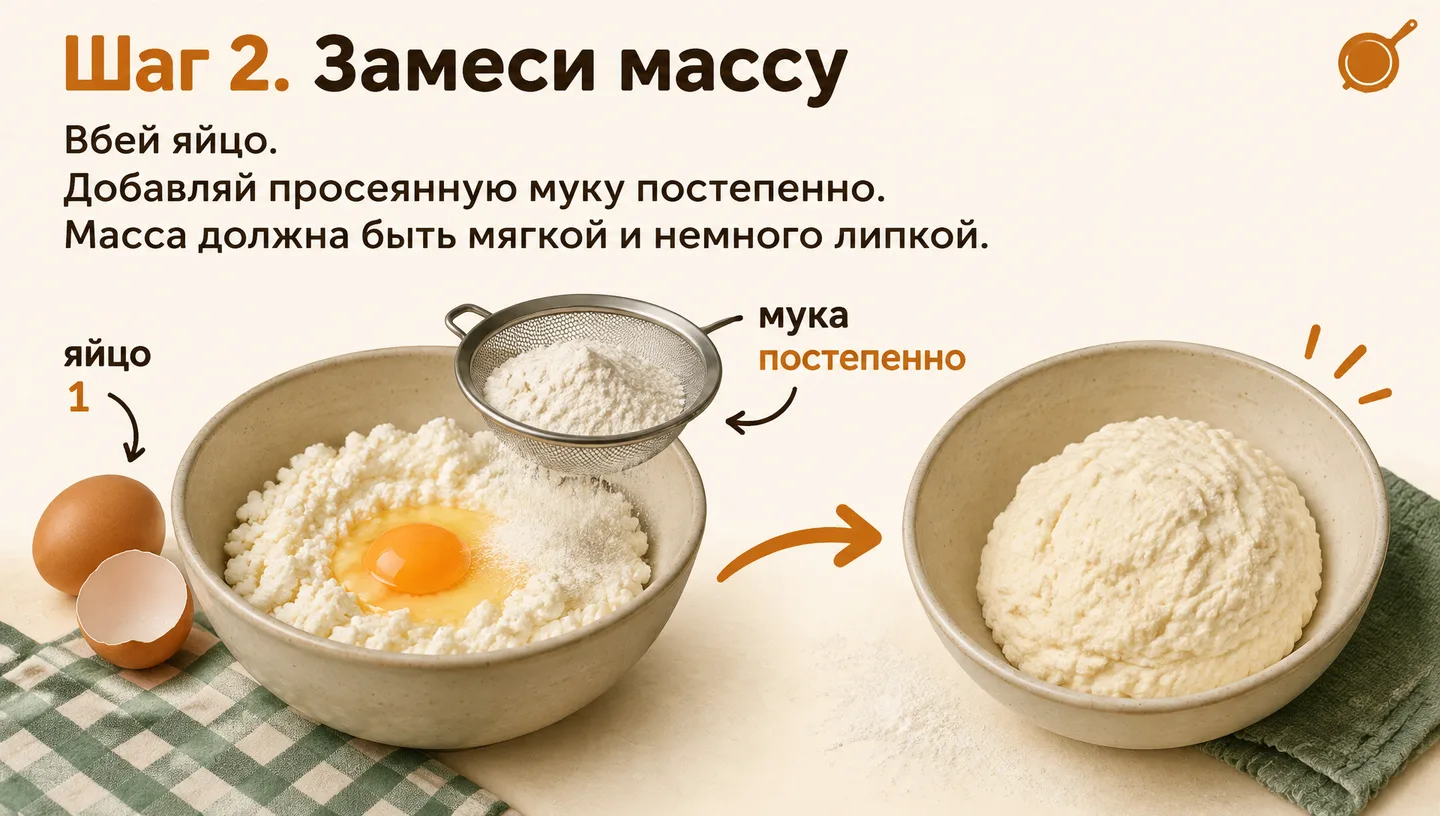 Шаг 2. Замеси массу