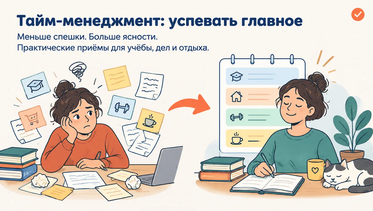 Первый слайд: Тайм-менеджмент: успевать главное