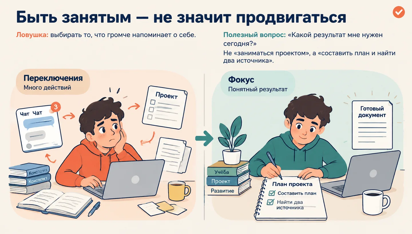 Быть занятым — не значит продвигаться