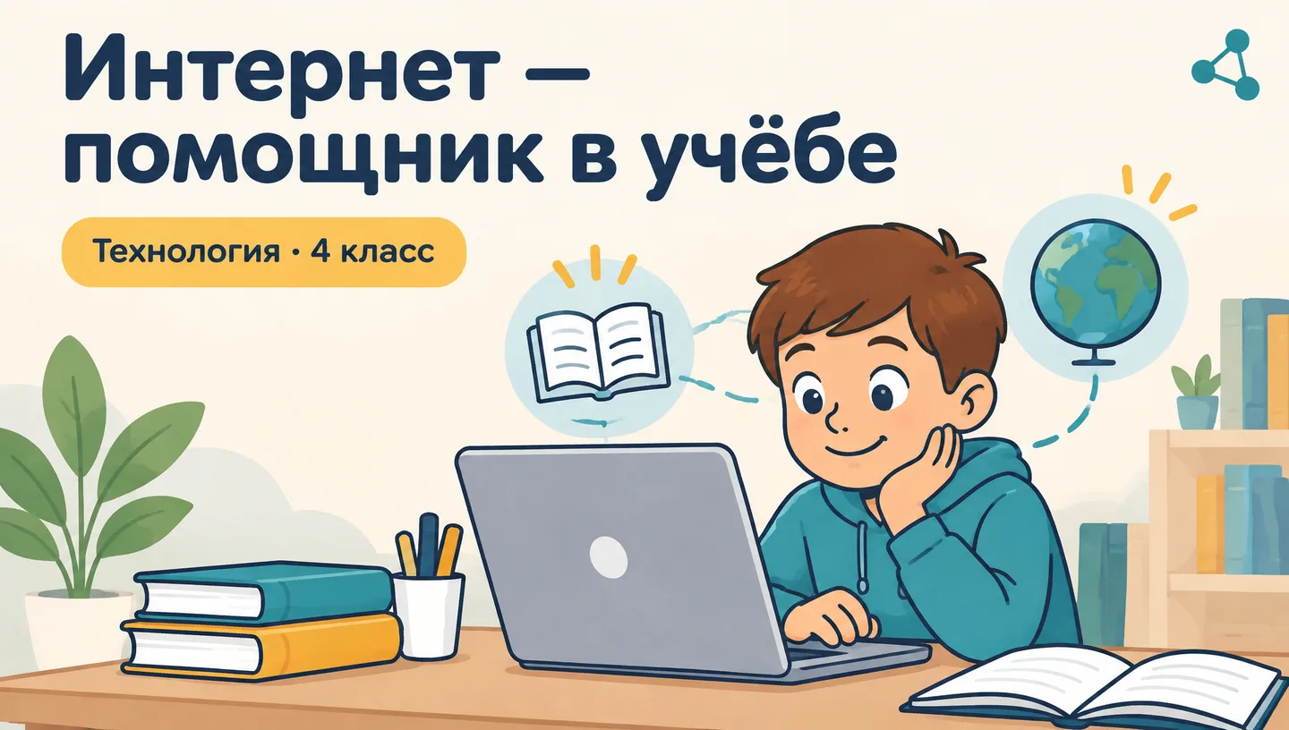 Первый слайд: Интернет — помощник в учёбе