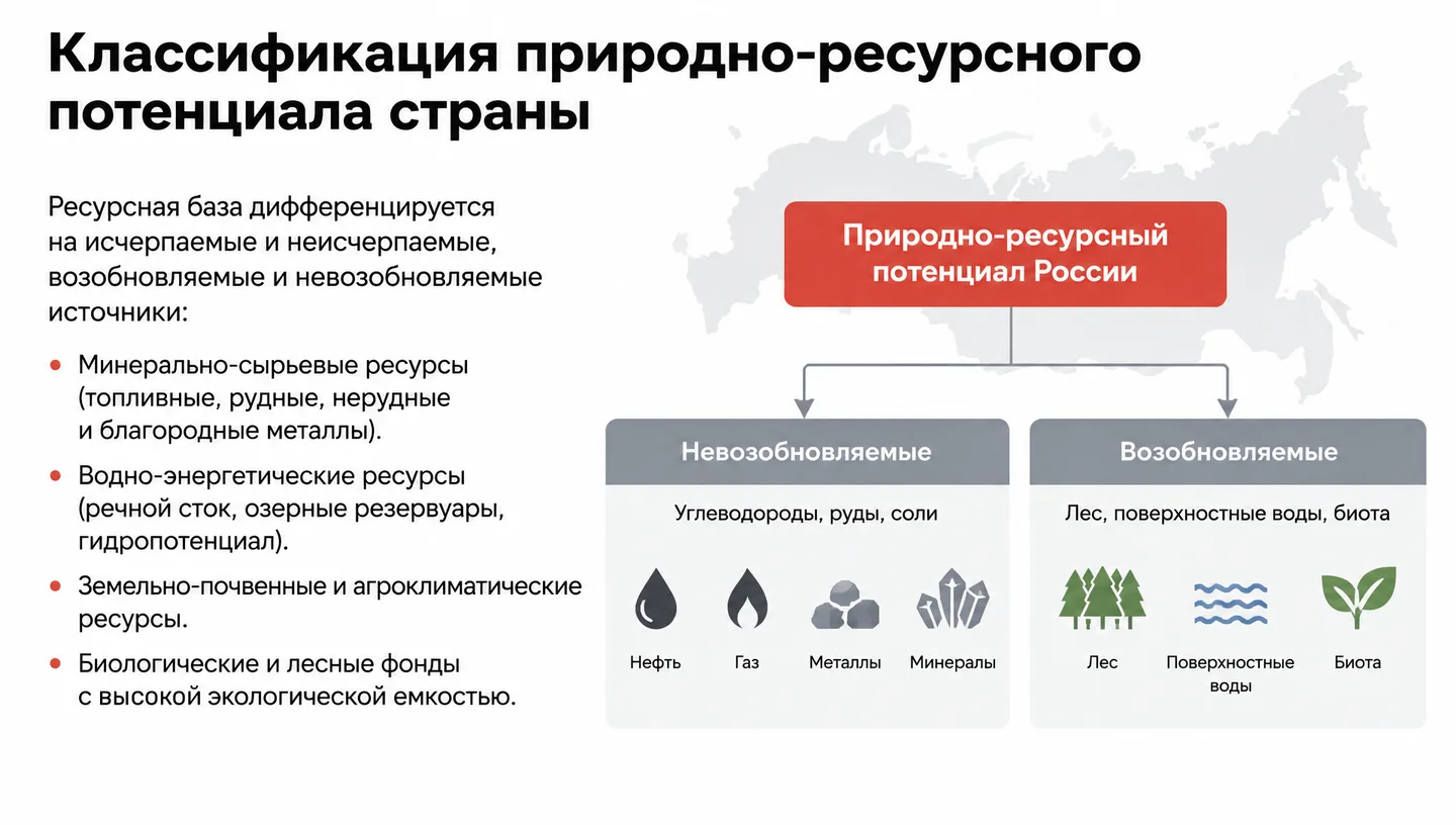 Классификация природно-ресурсного потенциала страны