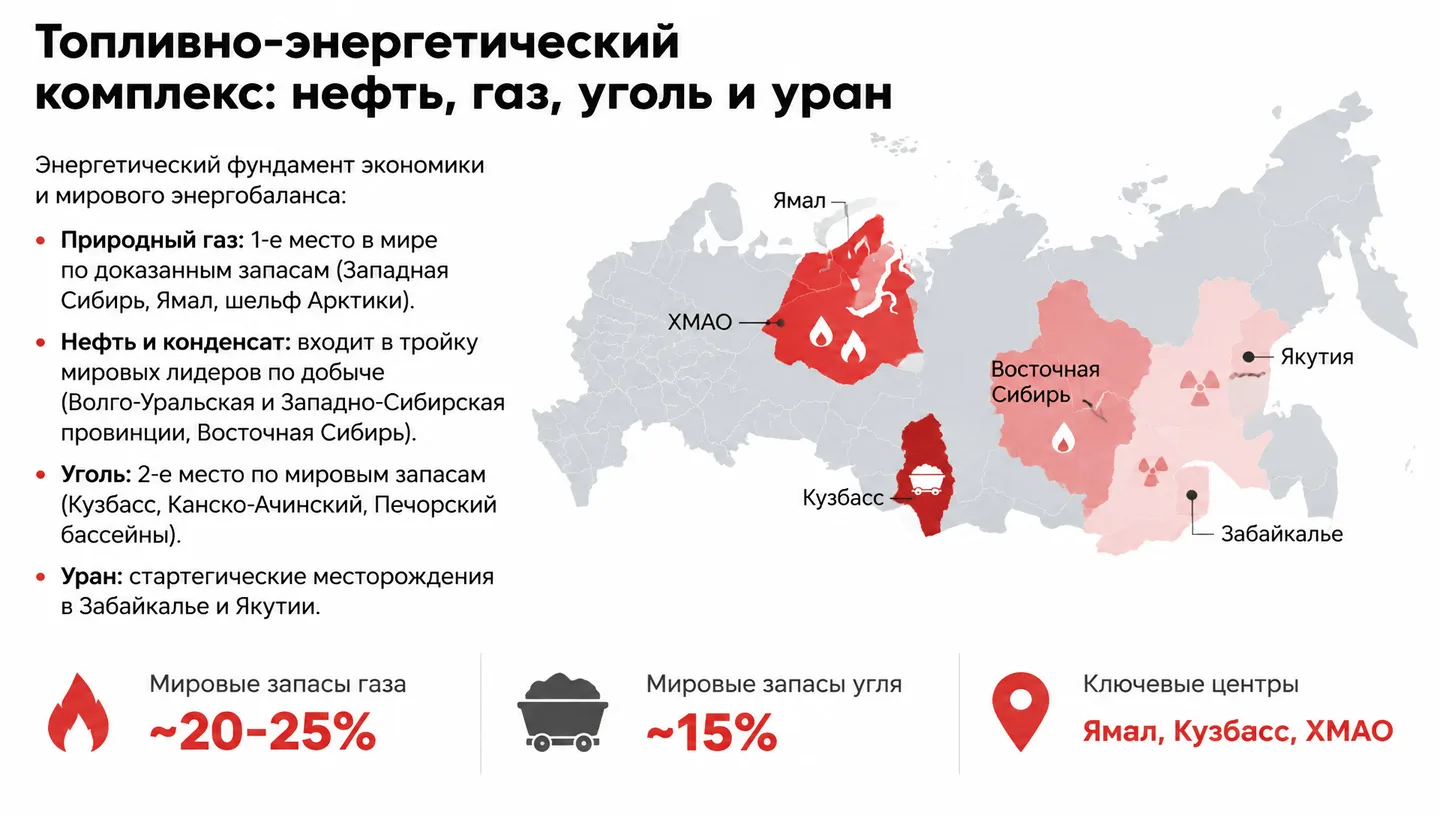 Топливно-энергетический комплекс: нефть, газ, уголь и уран