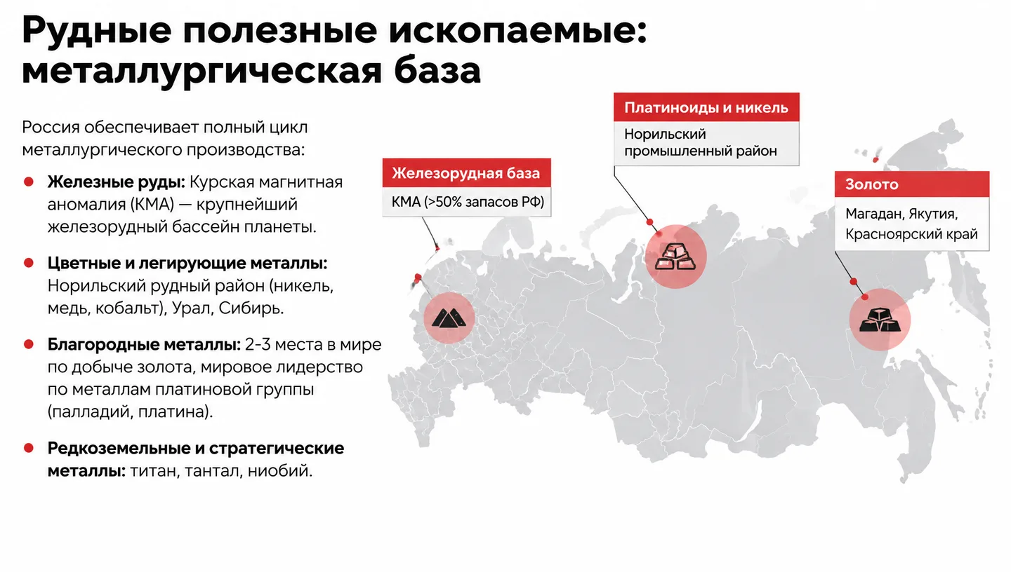 Рудные полезные ископаемые: металлургическая база