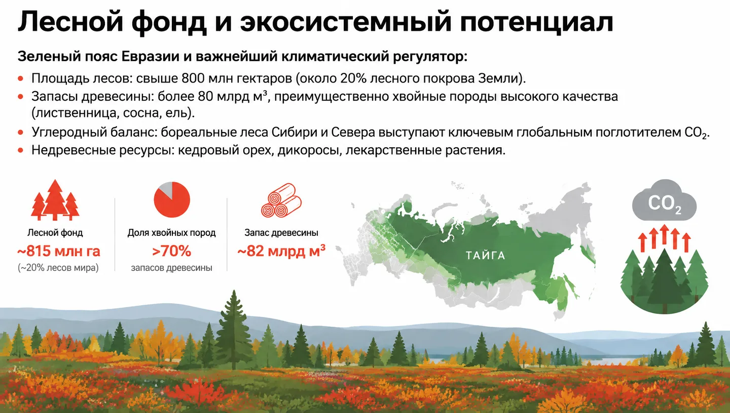 Лесной фонд и экосистемный потенциал