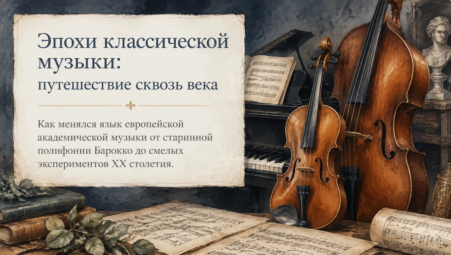 Первый слайд: Эпохи классической музыки: путешествие сквозь века