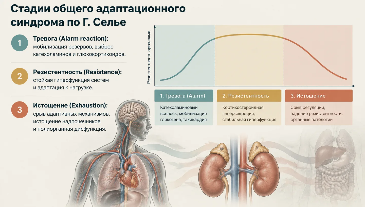 Стадии общего адаптационного синдрома по Г. Селье